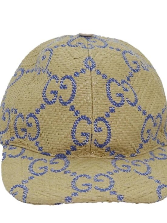 GUCCI Cap GG Canvas Raffia L size Beige 701713 Auth main image 15